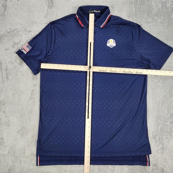 RLX Ralph Lauren Polo Mens Large USA Ryder Cup Shirt Navy Blue Golf 2018 Wicking - Picture 6 of 14